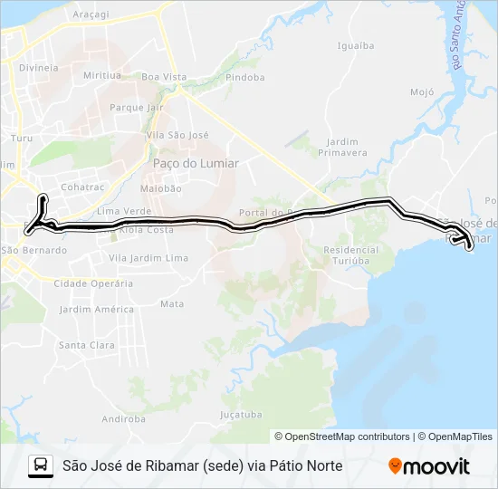 A996 RIBAMAR / TERMINAL COHAB Bus Line Map