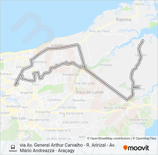 A957 IGUAÍBA / TERMINAL COHAMA Bus Line Map
