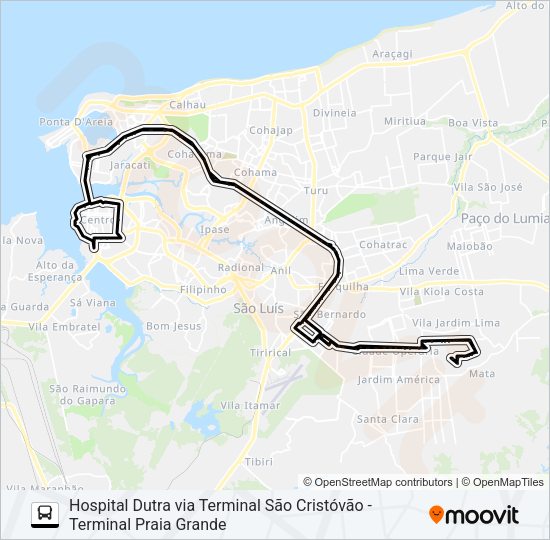 Mapa da linha T064 JD. TROPICAL / SÃO FRANCISCO de ônibus