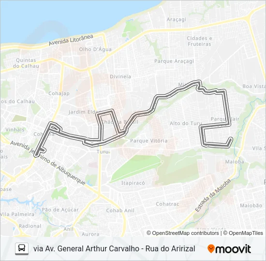 A585 PARQUE JAIR / TERMINAL COHAMA Bus Line Map