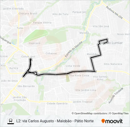 A993 UPAON AÇU L2 / TERMINAL COHAB Bus Line Map
