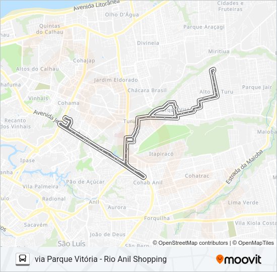 A582 ALTO DO TURU / TERMINAL COHAMA Bus Line Map