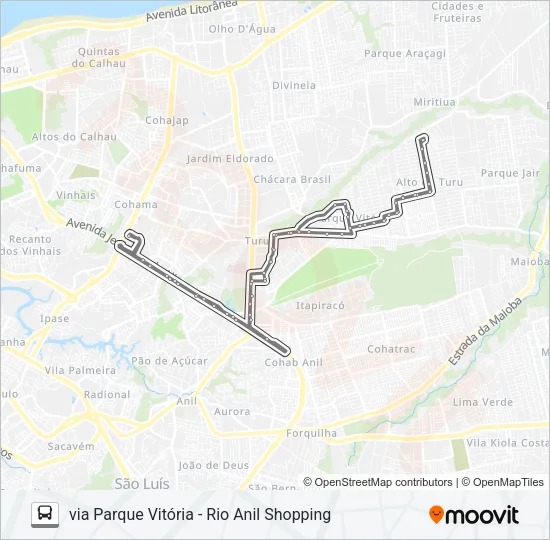 A582 ALTO DO TURU / TERMINAL COHAMA Bus Line Map