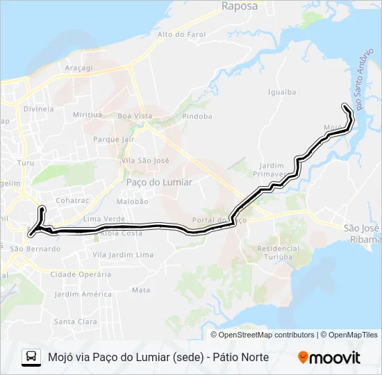 A989 MOJÓ / MERCÊS / TERMINAL COHAB Bus Line Map