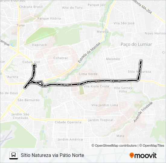 A971 SÍTIO NATUREZA / TERMINAL COHAB Bus Line Map