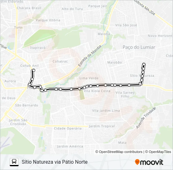 A971 SÍTIO NATUREZA / TERMINAL COHAB Bus Line Map