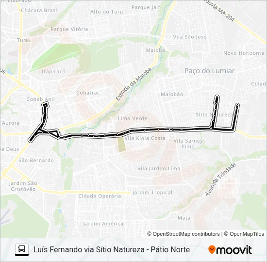 A971 SÍTIO NATUREZA / TERMINAL COHAB Bus Line Map