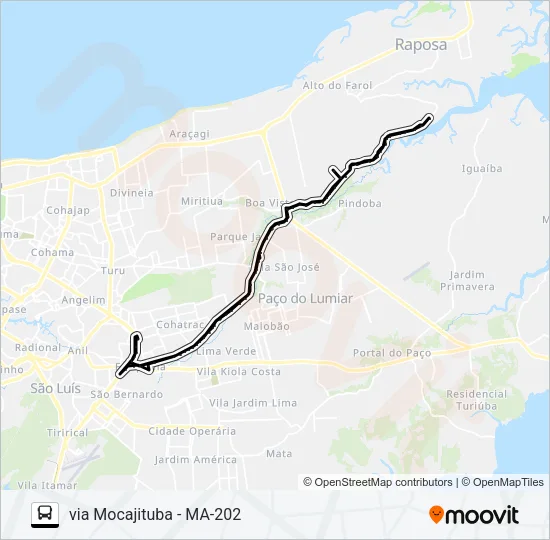 A986 MAIOBA / PORTO / TERMINAL COHAB Bus Line Map