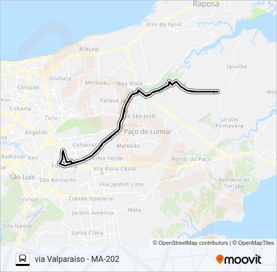 Mapa da linha A987 MAIOBA / PINDOBA / TERMINAL COHAB de ônibus
