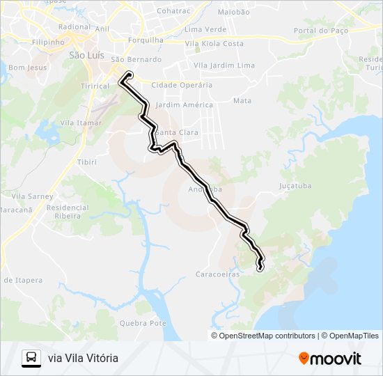 Mapa da linha A672 SANTA MARIA / TERMINAL SÃO CRISTÓVÃO de ônibus