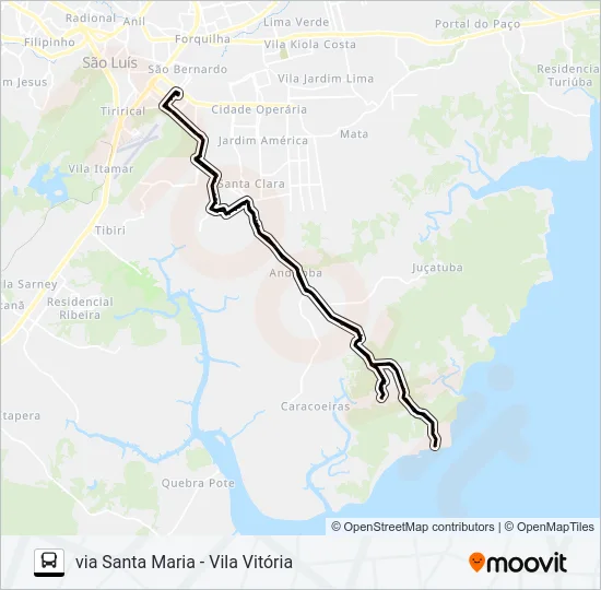 A687 GUARAPIRANGA / TERMINAL SÃO CRISTÓVÃO Bus Line Map