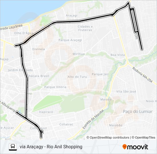 Mapa da linha A977 RESIDENCIAL PIRÂMIDE / TERMINAL COHAB de ônibus