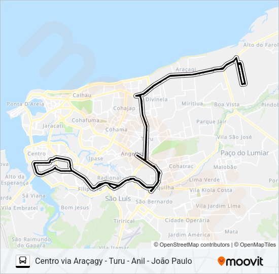 Mapa da linha A977 RESIDENCIAL PIRÂMIDE / TERMINAL COHAB de ônibus