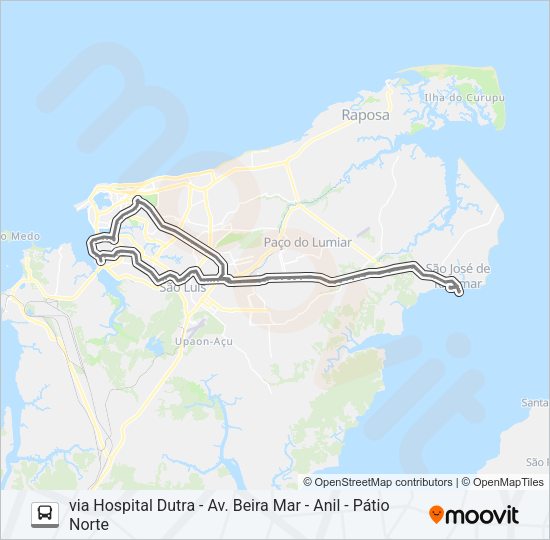 Mapa da linha 968 RIBAMAR / BANDEIRA TRIBUZI / JOÃO PAULO de ônibus