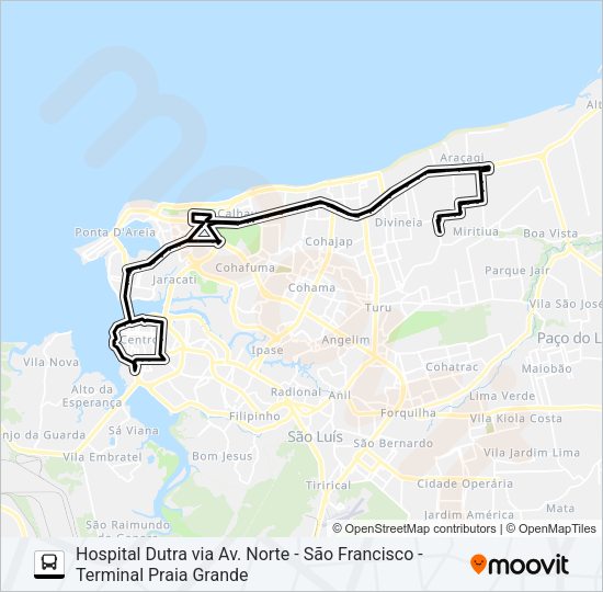 Mapa da linha T714 ALONSO COSTA / PARQUE ARAÇAGY / HOLANDESES de ônibus