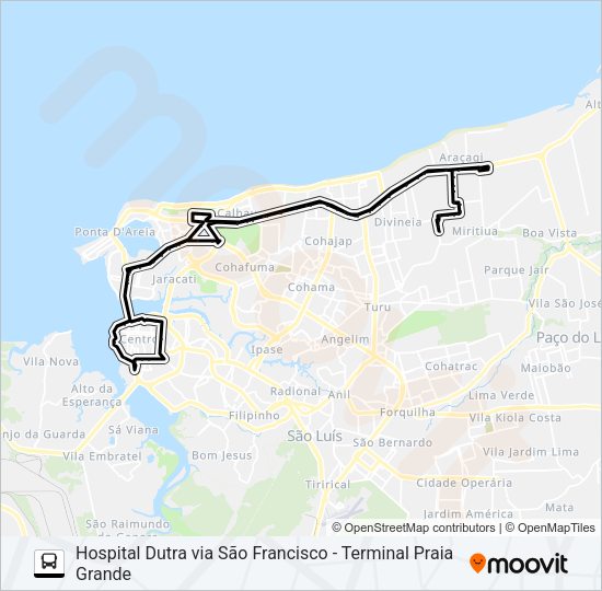 Mapa da linha T714 ALONSO COSTA / PARQUE ARAÇAGY / HOLANDESES de ônibus