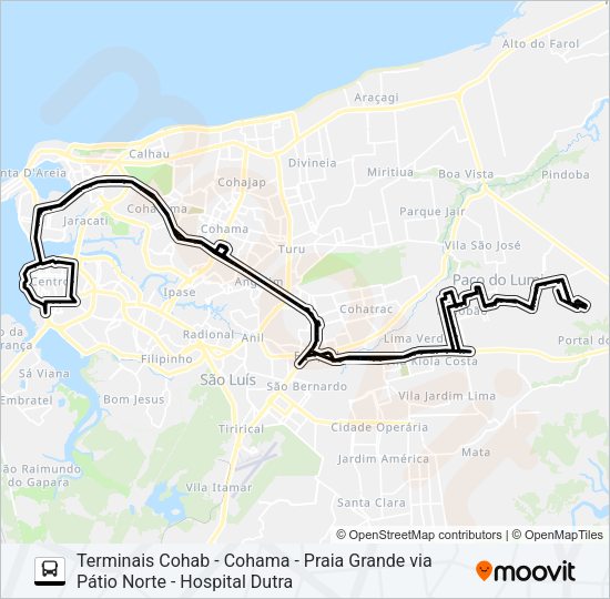 Mapa da linha T955 CIDADE VERDE / SÃO FRANCISCO VIA TERMINAIS de ônibus
