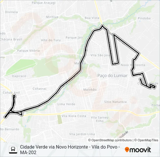 A963 CIDADE VERDE / VILA DO POVO / TERMINAL COHAB Bus Line Map