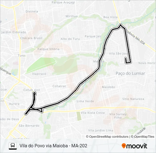 A963 CIDADE VERDE / VILA DO POVO / TERMINAL COHAB Bus Line Map
