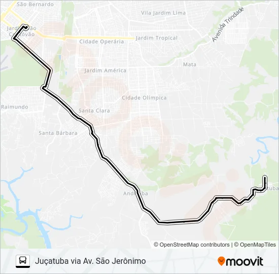 A678 JUÇATUBA / BOM JARDIM / TERMINAL SÃO CRISTÓVÃO Bus Line Map