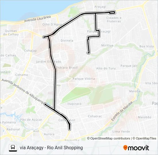 A895 ALONSO COSTA / PARQUE ARAÇAGY / TERMINAL COHAB Bus Line Map