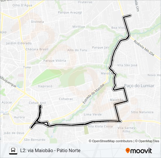 Mapa da linha A992 SÍTIO GRANDE L2 / EUGÊNIO PEREIRA / TERMINAL COHAB de ônibus