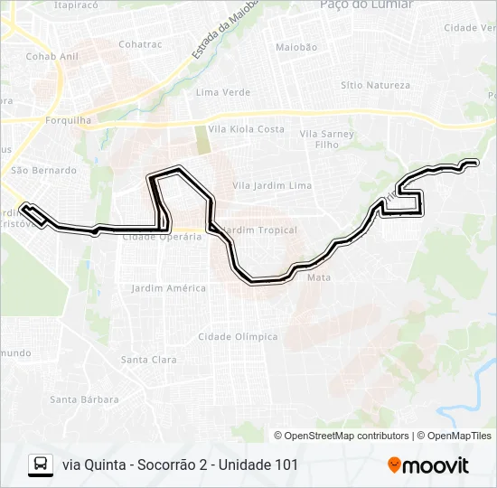 A683 MATA / RESIDENCIAL NOVA TERRA / TERMINAL SÃO CRISTÓVÃO Bus Line Map