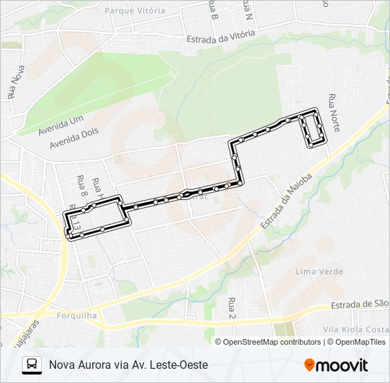 Mapa da linha A882 PLANALTO ANIL / NOVA AURORA / ITAPIRACÓ / TERMINAL COHAB de ônibus