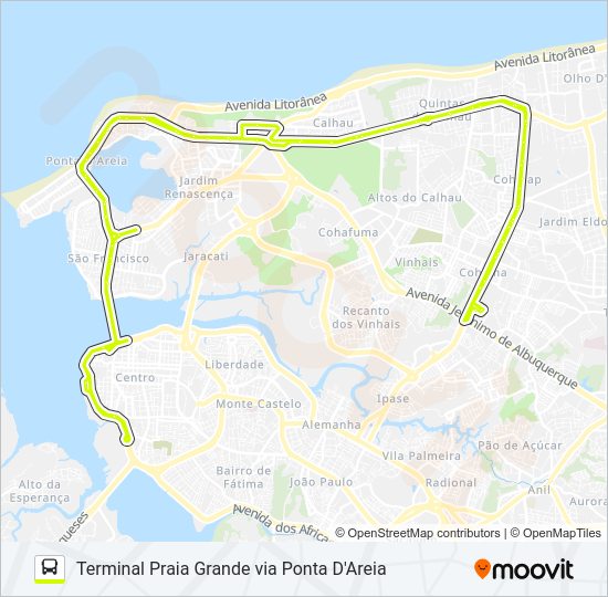 Mapa da linha T450 RAPIDÃO - HOLANDESES / TERMINAL COHAMA de ônibus