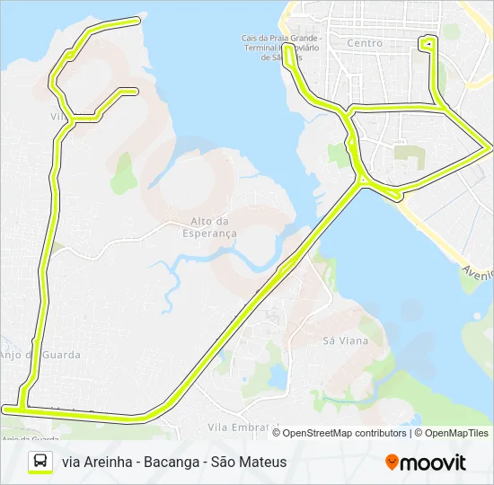 T324 VILA NOVA / SOL NASCENTE / TERMINAL PRAIA GRANDE / DEODORO Bus Line Map