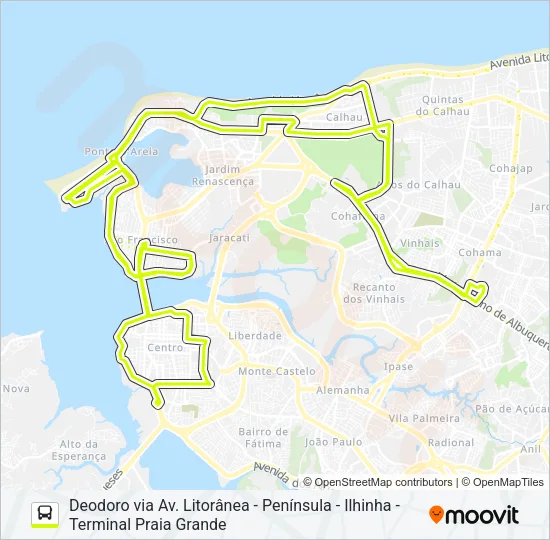 T402 TERMINAL COHAMA / PONTA D'AREIA Bus Line Map