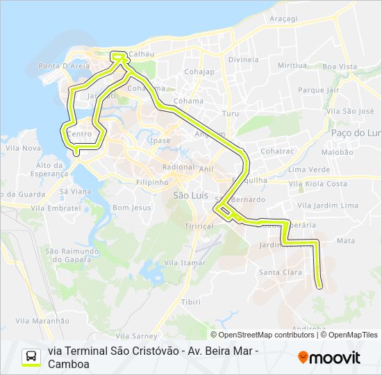 Mapa da linha T042 CIDADE OLÍMPICA 02 / SÃO FRANCISCO / BANDEIRA TRIBUZI de ônibus