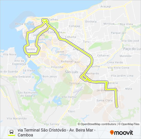 Mapa da linha T077 CIDADE OLÍMPICA 01 / SÃO FRANCISCO / BANDEIRA TRIBUZI de ônibus