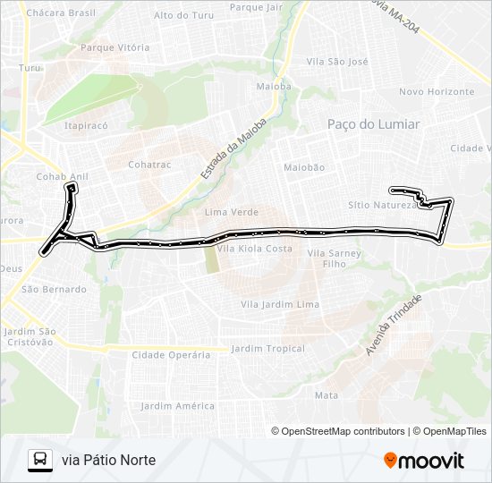 Mapa da linha A994B ALTOS DO LARANJAL / NOVO PAÇO / TERMINAL COHAB de ônibus