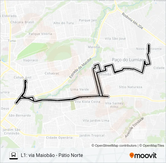 A984 PARANÃ / TERMINAL COHAB Bus Line Map