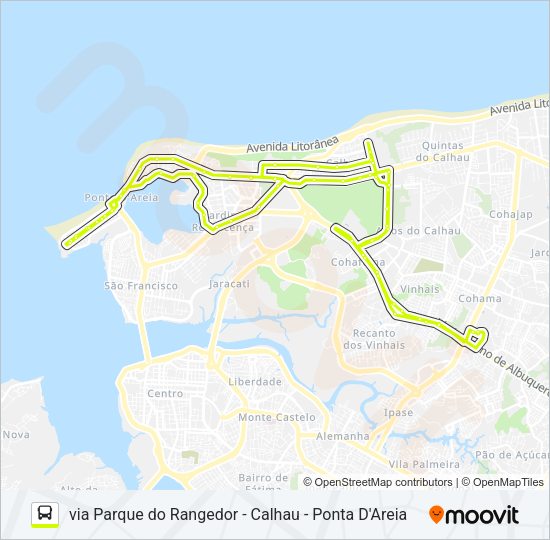 Mapa da linha A409 LAGOA DA JANSEN / PENÍNSULA / TERMINAL COHAMA de ônibus