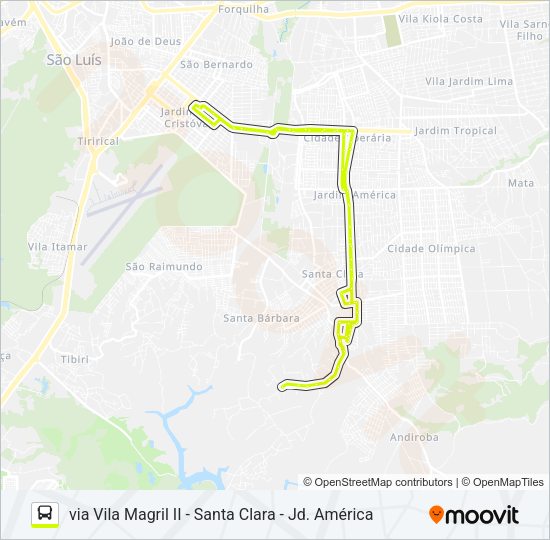 Mapa da linha A694 JASMINS / TERMINAL SÃO CRISTÓVÃO de ônibus