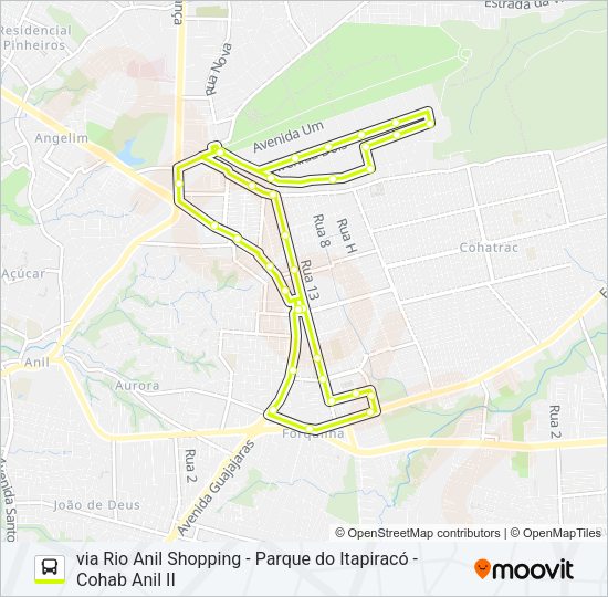 Mapa da linha A095 FORQUILHA / CHÁCARA ITAPIRACÓ / TERMINAL COHAB de ônibus