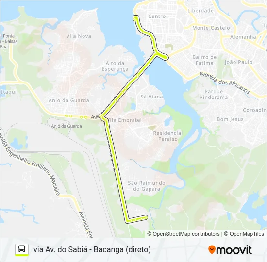 A306 LUIZ BACELAR / TERMINAL PRAIA GRANDE Bus Line Map