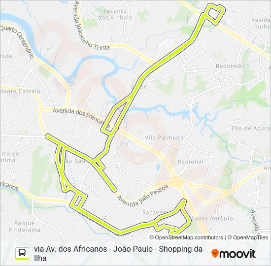 A607 COHEB / CERÂMICA / TERMINAL COHAMA Bus Line Map