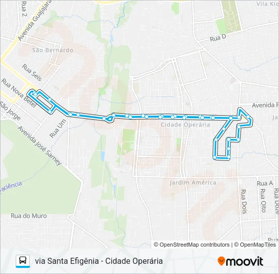 A697 RECANTO DOS PÁSSAROS / TERMINAL SÃO CRISTÓVÃO Bus Line Map