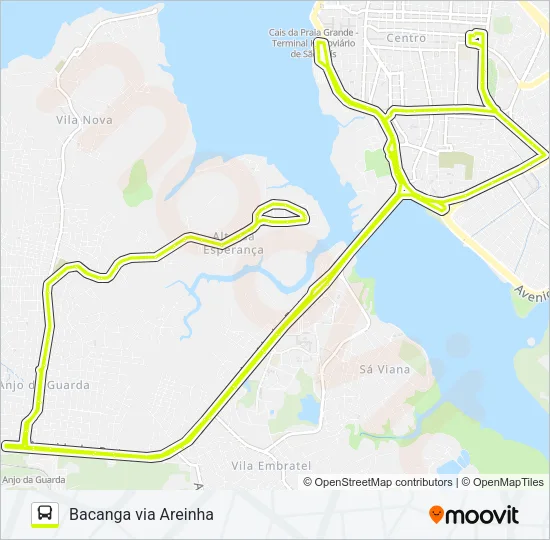 T307 ALTO DA ESPERANÇA / TERMINAL PRAIA GRANDE / DEODORO Bus Line Map