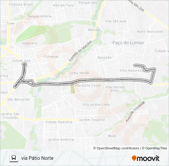 A994 ALTOS DO LARANJAL / NOVO PAÇO / TERMINAL COHAB Bus Line Map