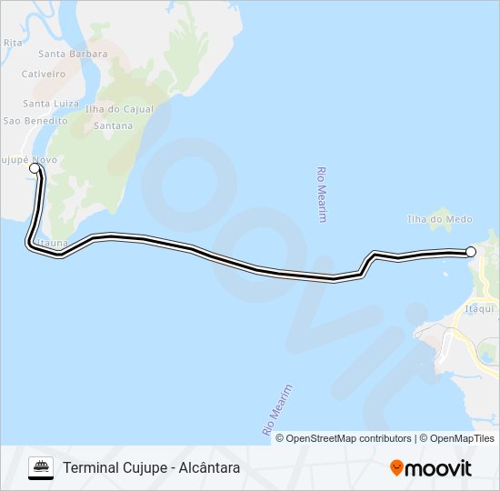 Mapa da linha CUJUPE / PONTA DA ESPERA de barca