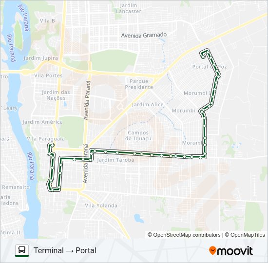 Mapa da linha 0315 PRIMEIRO DE MAIO de ônibus