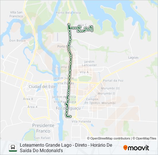 Mapa da linha 0245 TRÊS LAGOAS (PRAIA) de ônibus
