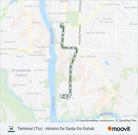 Mapa da linha 0245 TRÊS LAGOAS (PRAIA) de ônibus