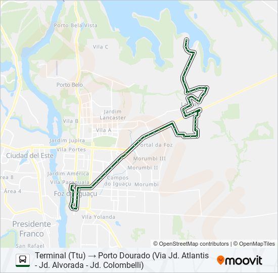 Mapa da linha 0245 TRÊS LAGOAS (PRAIA) de ônibus