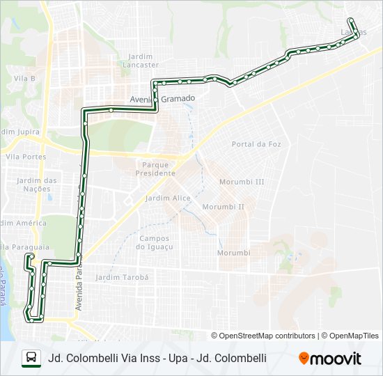 Mapa da linha 0245 TRÊS LAGOAS (PRAIA) de ônibus