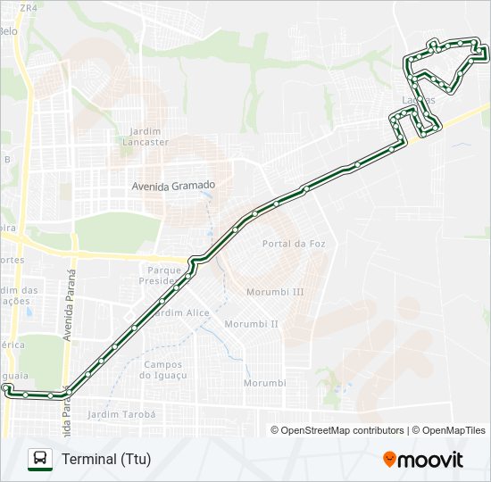 Mapa da linha 0245 TRÊS LAGOAS (PRAIA) de ônibus